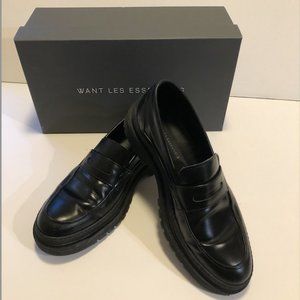 WANT Les Essentiels Women's size 39 black calfskin rubber sole loafers.